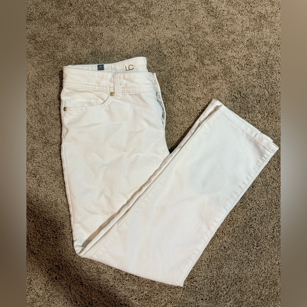LC Lauren Conrad Off White Straight Leg Jeans